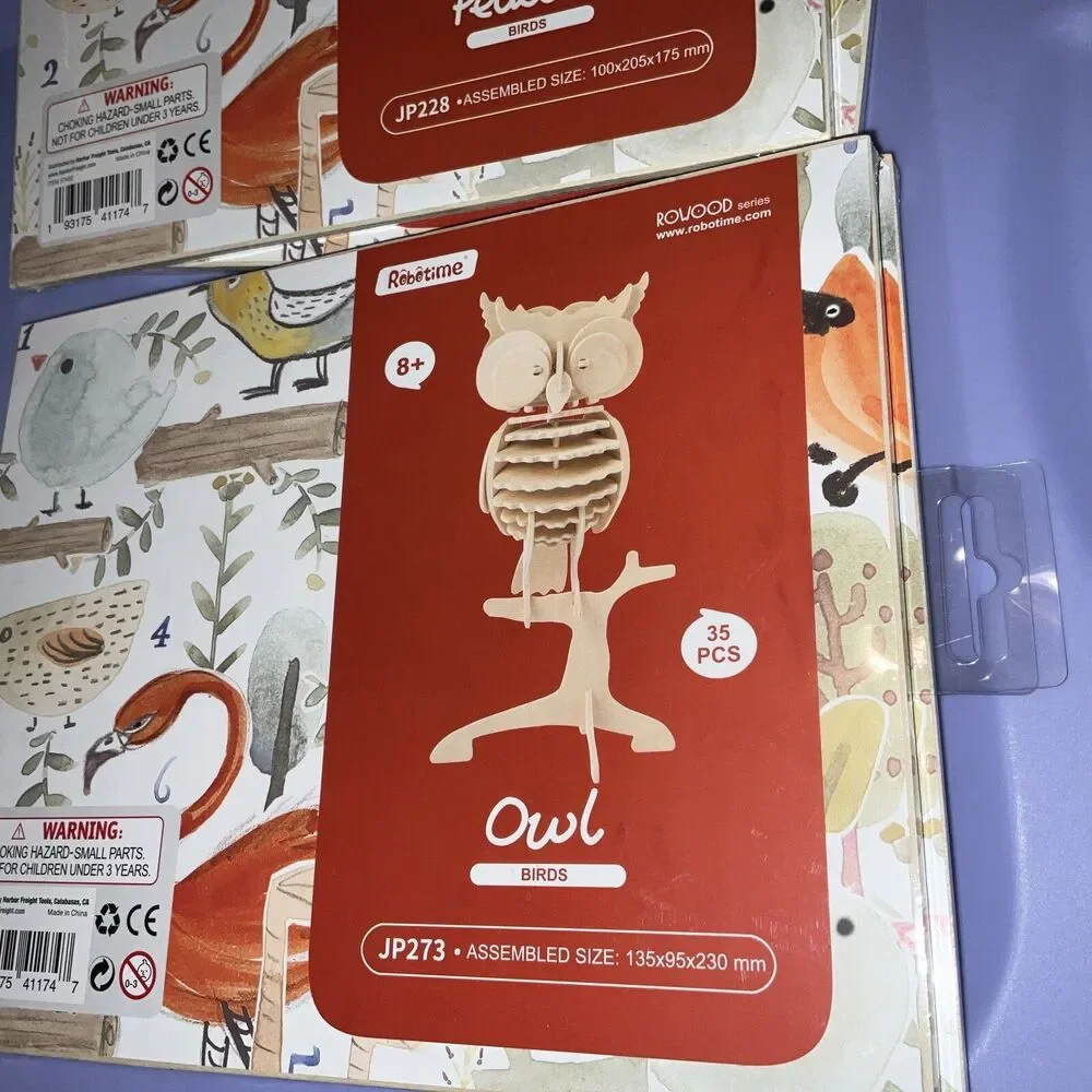 Owl 🦉 & Peacock 🦚 Robotime 3D Wooden Puzzles Lot of 2 BRAND NEW Paintable 🖌️